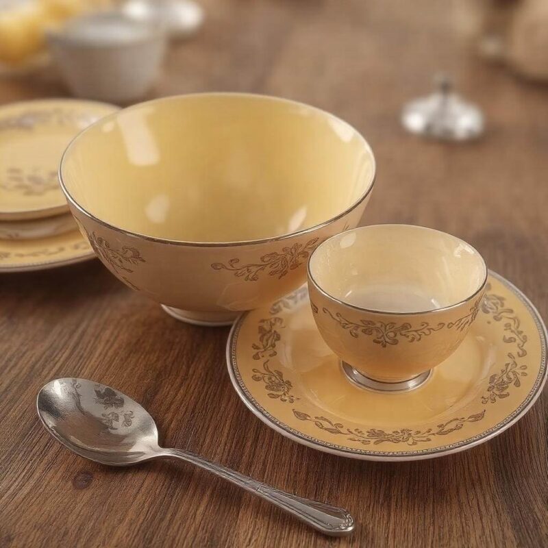 Żółte naczynia do stołu